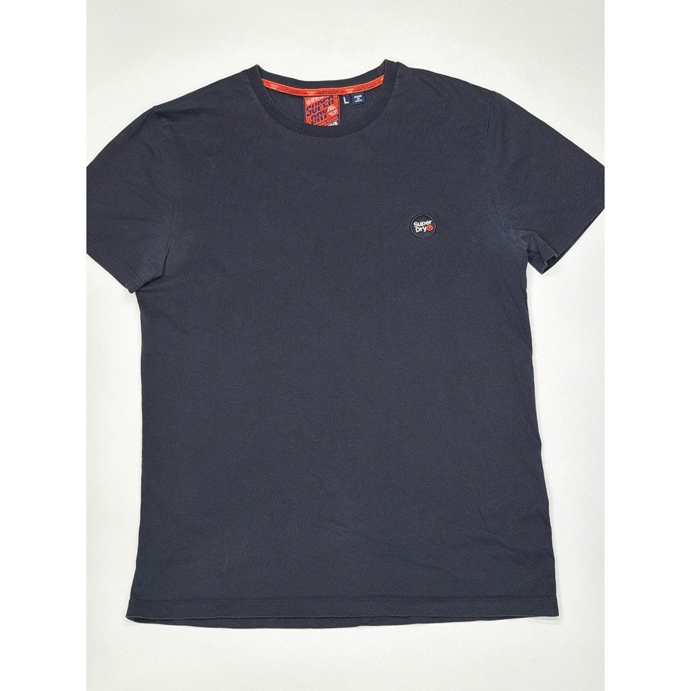 Superdry Men Large L Navy Blue Short Sleeve Crew Neck T Shirt Collective Tee